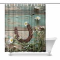 thumbnail image 1 of Rusty Horseshoe and Daisies on Rustic Old Barn Wood Decor Waterproof Polyester Fabric Shower Curtain Bathroom Sets with Hooks, 66(Wide) x 72(Height) Inches, 1 of 5