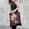 thumbnail image 4 of Spooky Halloween Night Witch Pug Glowing Pumpkins All Over Print 3D Canvas Tote Bag Dog Lover Gifts Reusable Handbag - 12015, 4 of 5