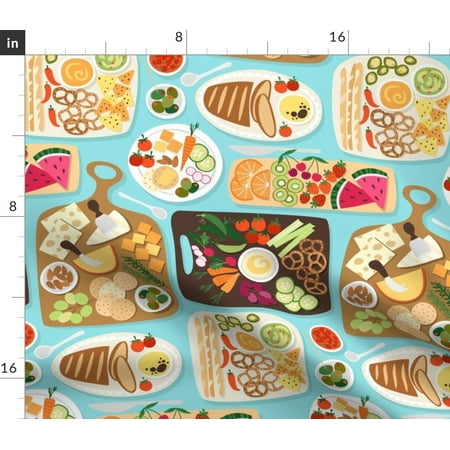 

Spoonflower Fabric - Veggie Food Platter Charcuterie Board Printed on Upholstery Velvet Fabric by the Yard - Upholstery Home Decor Bottomweight Apparel