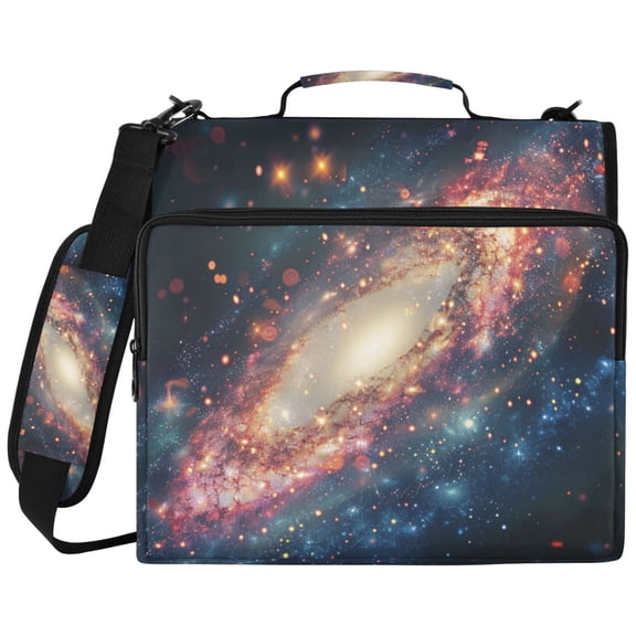 ALAZA Zipper Binder Shiny Glittering Galaxy Pattern 2 inch 3 Ring 500 Sheet Capacity Trapper Keeper File Folder Organizer Bag
