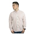 thumbnail image 1 of Camisa Casual De Hombre Manga Larga Rayas Cuello Mao Chili Beans Rosa Ropa de hombre T ECH, 1 of 4