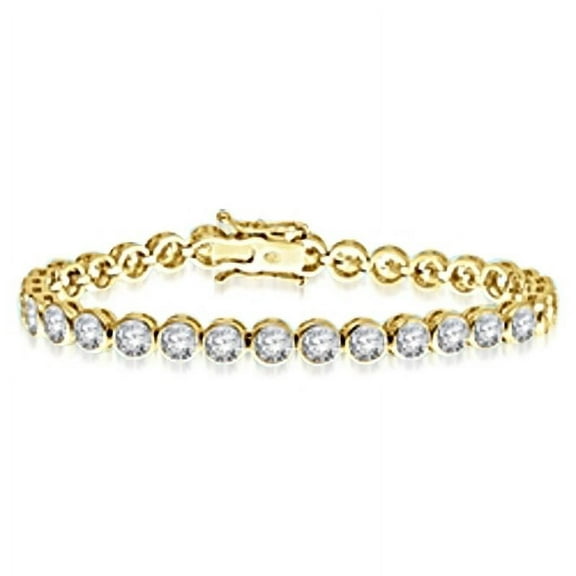 Bezel Set Bracelet with Artificial Round Brilliant Diamonds by Diamond Essence set in Vermeil