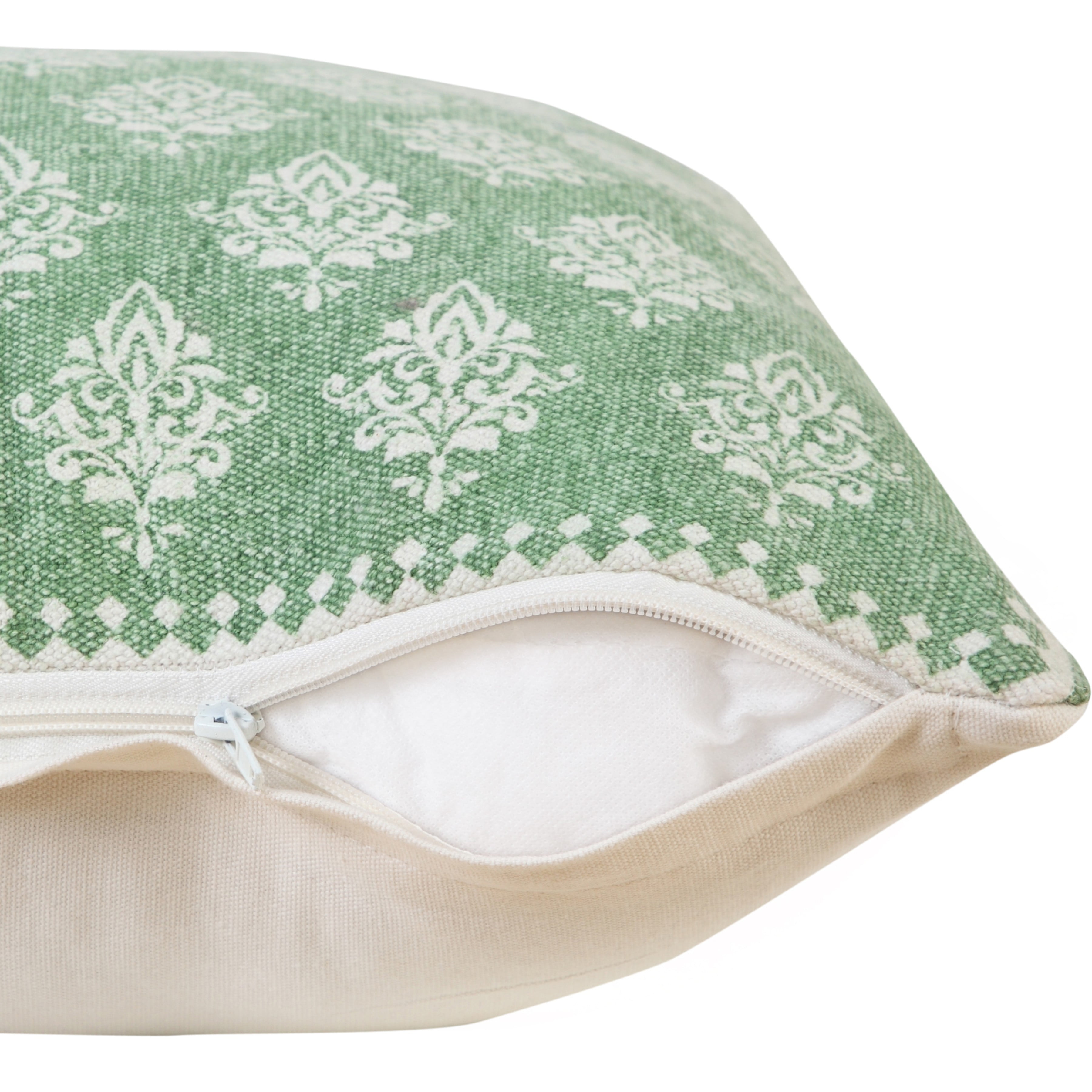 Harlow Hill Grace 20" x 20" Green/White Damask Cotton Adult Decorative Throw Pillow
