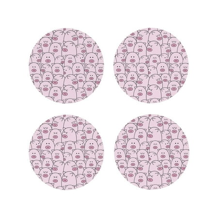 

Leather Coasters with Heat-resistant for Drinks Pink Cute Pigs -标题2 Round Shape