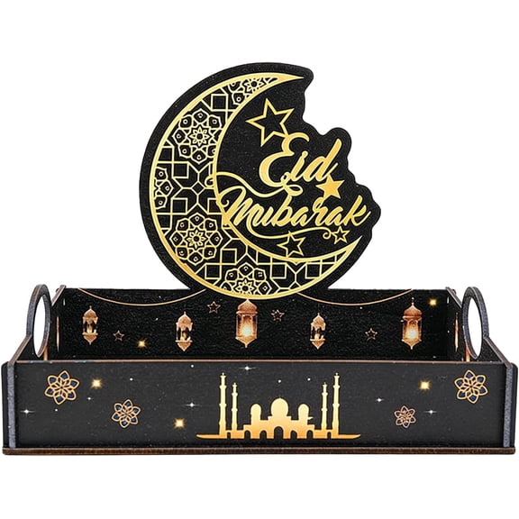 Ramadan Sweet Tray with Handles, 20Γ14Γ14.5 cm Holiday Party Serving Platter, Decorative Handle Tray for Kitchen, Dining Room, Living Room, Bar & Picnic Gatherings(RL 1 PC)