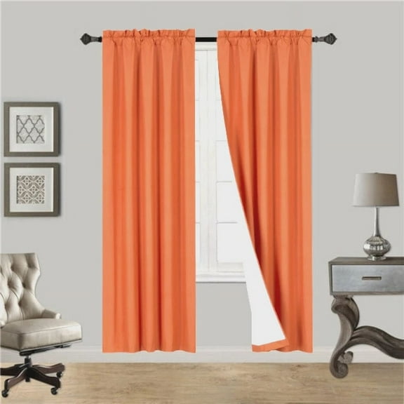 Orange R64 1 panel solid lined foam backing blackout window curtain treatment drape rod pocket matte smooth fabric 37"wide x95"long