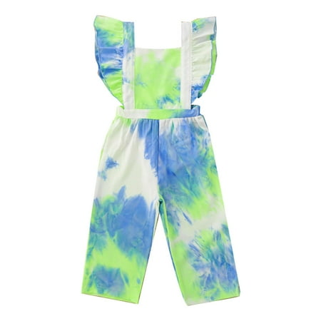 

ZRBYWB Toddler Summer Girls Romper Short Sleeve Jumpsuit Clothes Camo Tie Dye Print Flying Sleeve Trousers Middle Children s Onesie Baby Clothing