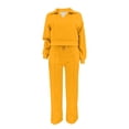thumbnail image 7 of Mifsaly Travel Outfits for Women 2 Piece Sets Collared V Neck Long Sleeve Sweatshirt and High Waisted Wide Leg Sweatpants with Pockets Yellow,XXXL, 7 of 7