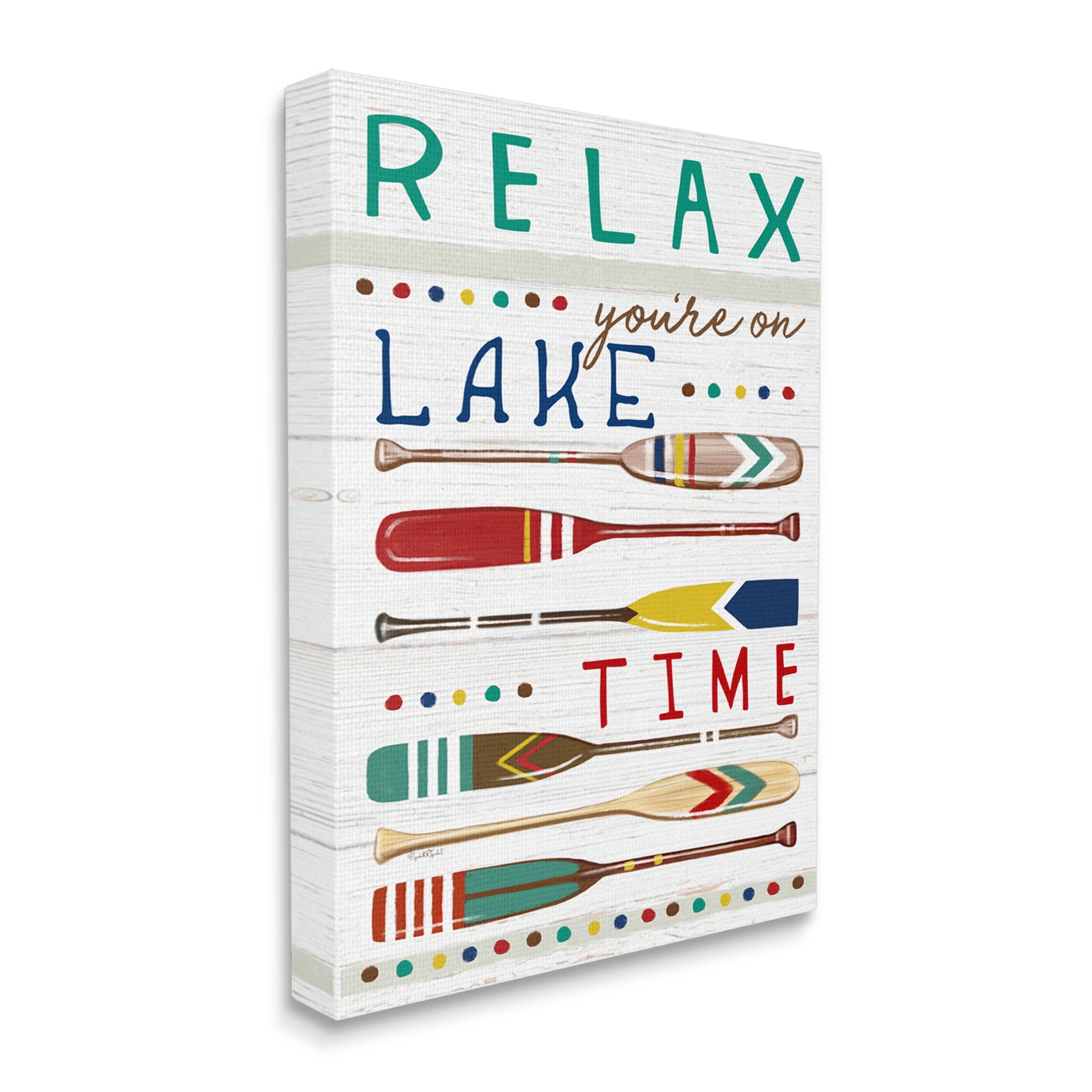 Stupell Industries Relax Lake Time Rustic Oars Graphic Art Gallery Wrapped Canvas Print Wall Art, Design by Elizabeth Tyndall