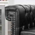 thumbnail image 7 of Chesterfield Luxury Leather 1 Seater Single Sofa Couch, Mid-Century Modern Couch Sofa with Removable Cushions and Rubber Wood Legs for Living Room Bedroom Apartment Black, 7 of 7