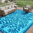 thumbnail image 3 of SUNDEREY 9’X12’Outdoor Rug for Patio,Waterproof Beach Mats, Seaweed Pattern Plastic Straw Outdoor Rugs for RV Patio Deck Beach Porch Backyard,Blue, 3 of 9