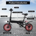 thumbnail image 3 of RIDWIND 14" Folding Electric Bike, 18 MPH Max Speed & 30 Miles Range (Pedal Assist), Peak 630W Powerful City Commuter Ebike with Seat for Adults Teens 14+ 330LBS Load, 3 of 9