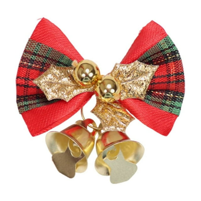 Mini lazo para árbol de Navidad, caja de regalo para Navidad, accesorios para hacer tú mismo, lazo, campana, adornos colgantes