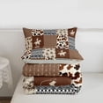 thumbnail image 5 of meiyoeat Brown Western Cowboy Full Size Comforter Sets For Boys,Patchwork Geometric Plaid Bedding Comforter Set,Reversible,3-Piece,1 Comforter and 2 Pillowcases, 5 of 7