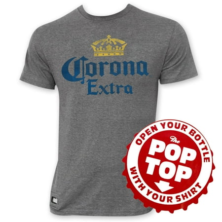 Corona Extra Crown - Corona Extra Faded Grey Crown Logo Pop Top Tee Shirt