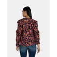 thumbnail image 4 of The Pioneer Woman Pleated Ruffle Blouse, Women’s, Sizes S-3X, 4 of 6