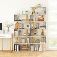 thumbnail image 4 of Gymax 2 PCS 5-Tier Geometric Bookcase 62-Inch S-Shaped Bookshelf w/ Metal Frame Gold, 4 of 10