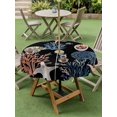 thumbnail image 4 of Outdoor Tablecloths with Umbrella Hole & Zipper, Black Blue Coastal Round Tablecloths 60 Inch, Summer Beach Coral Shell Starfish Seahorse Waterproof Table Cloth, Patio/Pool/Picnic Table Covers, 4 of 8