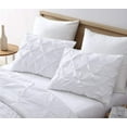 thumbnail image 2 of Chezmoi Collection Natalia 3-Piece White Pom Pom Balls Fringe Pinch Pleat Microfiber Comforter Set, King Size, 2 of 7