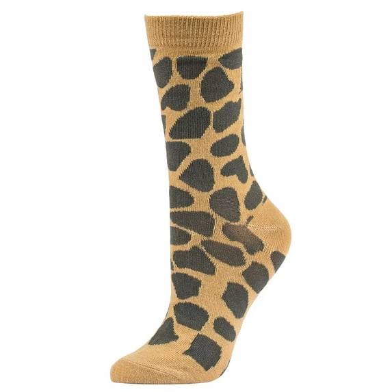 Women's Comfort Crew Socks, Taupe & Girffe, 1 Pair