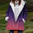 thumbnail image 1 of Womens Casual Loose Fuzzy Fleece Gradient Solid Plus Size Buttons Jacket Hooded Coat, 1 of 6