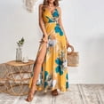 thumbnail image 3 of Aellinatey Women's long dress, Bohemian chiffon floral print V-neck long dress, 3 of 11