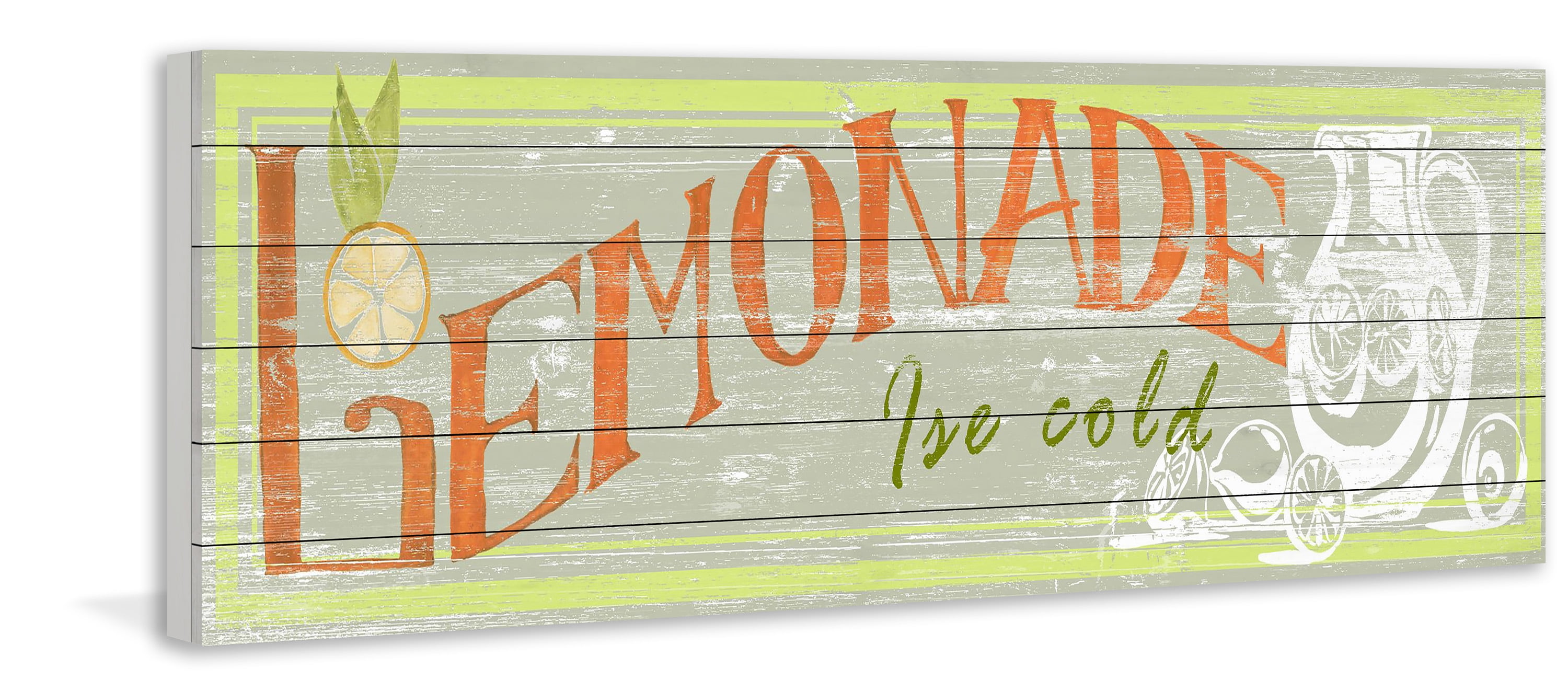 Marmont Hill Ice Cold Lemonade White Wood Wall Art, 10" x 30"