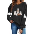thumbnail image 2 of Meichang Halloween Crew Neck Sweatshirt Women Ghost Graphic Sweatshirts Oversized Long Sleeve Pullover Holiday Party Sweatshirt, 2 of 5