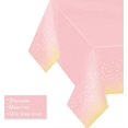 thumbnail image 4 of Paquete de 4 manteles desechables de plástico premium rosa y dorado para mesas rectangulares (137 x 274 cm), impermeables y desechables para cumpleaños y graduaciones., 4 of 4