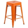 thumbnail image 2 of Home Square 24" Metal Backless Counter Stool in Orange - Set of 3, 2 of 10