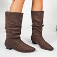 thumbnail image 5 of Willtoo Women's Slouchy Knee High Boots, Pointed Toe Low Heel Pull On Tall Faux Suede Boots, Ruched Wide Calf Fall Winter Dress Boots, 5 of 6