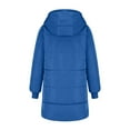 thumbnail image 4 of Fnooota Puffer Jacket for Women, Full Zip Mid Length Hooded Warm Winter Coats Blue Size XL, 4 of 5