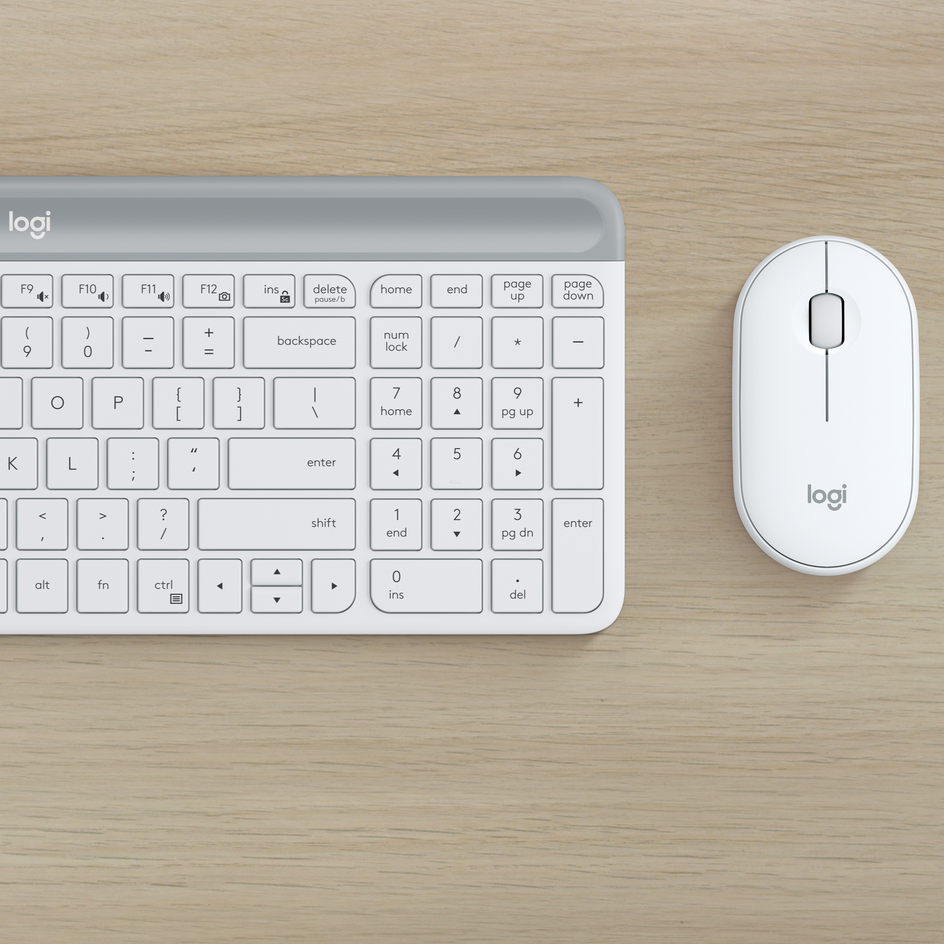 Logitech Slim Combo Keyboard and Mouse, White photo 5