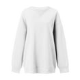 thumbnail image 4 of Womens Workout Tops Winter Oversized Crew Neck Long-sleeved Bubble Cold Shoulder with Pocket Plain Leisure Cotton Sweatshirt Sweatshirts(White,XL), 4 of 4