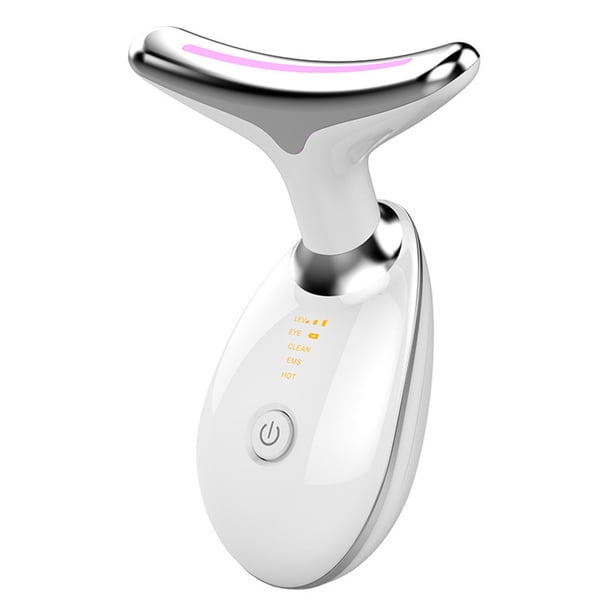 Guardurnaity Masajeador de cuello facial LED Calentamiento Máquina de eliminación de arrugas en el cuello de la cara Reducir el estiramiento de Protección de la piel Blanco Guardurnaity CE000528-02B
