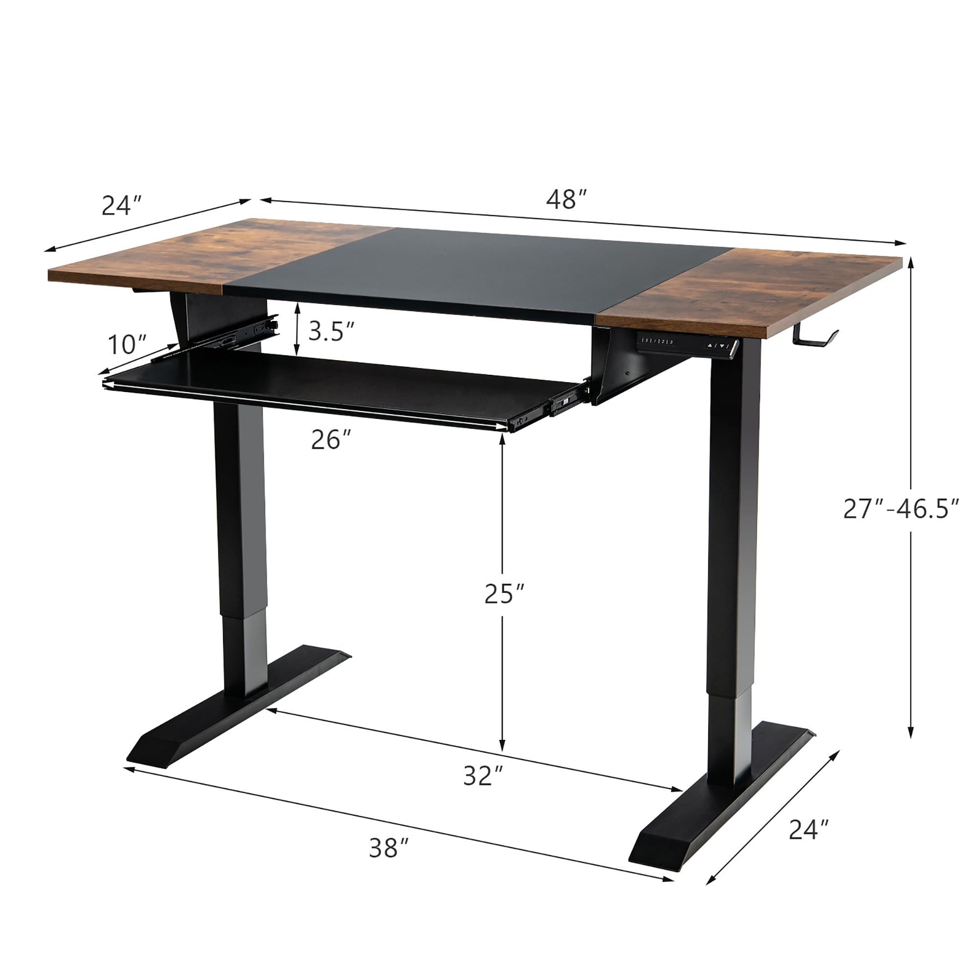 Costway 48'' Electric Sit to Stand Desk Adjustable Workstation w/ Keyboard Tray Black