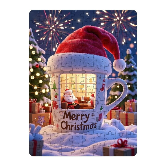 Virelaxpo Christmas Themed 130-Piece Paper Jigsaw Puzzle for Family Bonding and Educational Fun, Ideal Holiday Gift for Home Entertainment