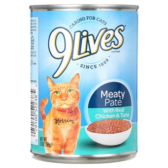 9Lives Meaty Paté with Real Chicken & Tuna Wet Cat Food, 13-Ounce, 12 Count