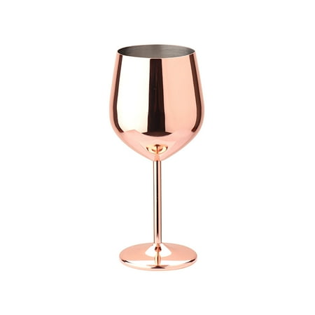 

GDfun 500ml Creative 304 Stainless Steel Single Layer Goblet Red Wine Glass Seven Color Large Capacity Drum Type Drop Resistant Copper Plated Wine Glass
