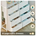 thumbnail image 4 of Twin Size Loft Bed with Desk and 8 Storage Drawers, Twin Metal Loft Bed with LED Lights & Charging Sation, Storage Shelves, 13.1" H Safety Guard,Ladder, No Box Spring Needed, White, 4 of 8