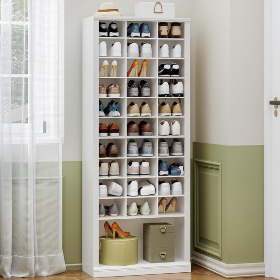 11-Tier Widen Shoe Storage Cabinet, Free Standing Closet Organizers and Storage with 31 Open Cubbie