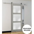 thumbnail image 3 of Sturdy Barn Door 24 x 84 inches Frosted Glass | Lucia 2552 Grey Ash | Top Mount Stainless Steel 6.6FT Rail Hangers Heavy Set | Solid Panel Interior Doors, 3 of 6