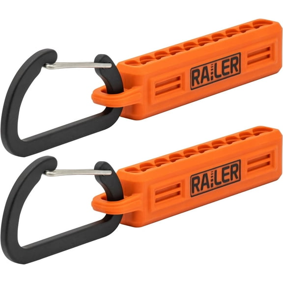 Screwdriver Bit Holder Storage Organizer – Railer 10-Hole Orange Bit Holder with Carabiner - 2 Pack