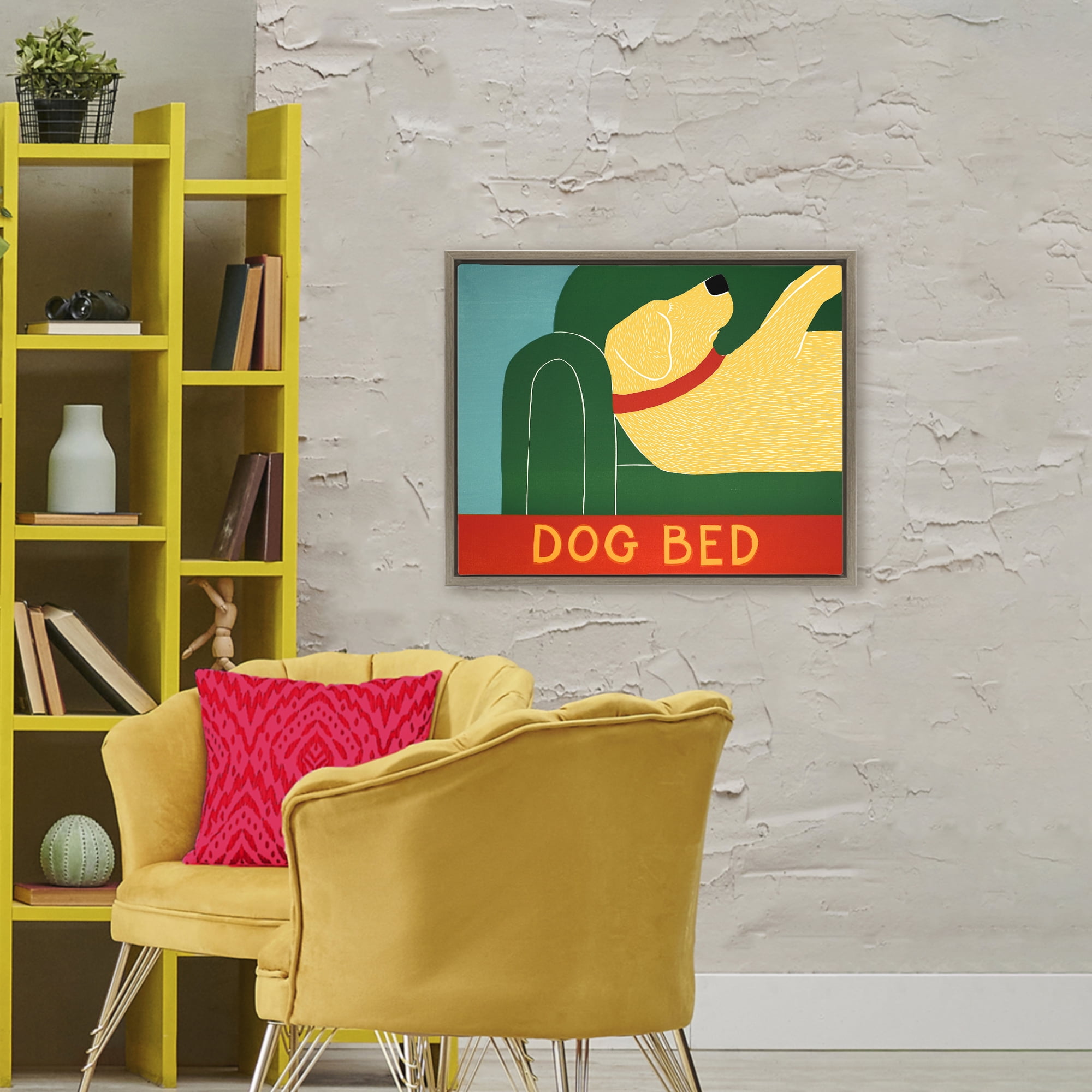 Dog Bed Labrador Brown Framed Floater Canvas Wall Art, design by Stephen Huneck