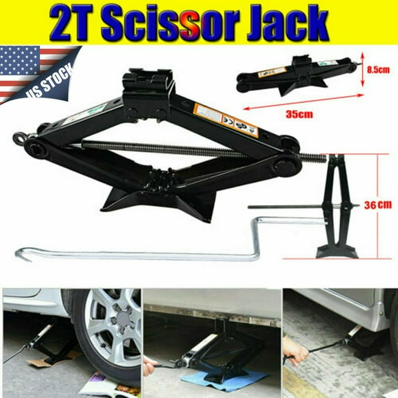 Bowoshen Pro Emergency Wind Up 2 Ton (4410 LB Capacity) Scissor Jack Lift for Car Van Garage W/ Handle US Fast Ship