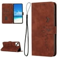 thumbnail image 1 of Feishell for iPhone 13 6.1 inch Wallet Case,for Women Men,Love Heart Pattern Embossed Plain PU Leather Magnetic Clasp Credit Card Slots Folio Flip Kickstand Phone Cover,Brown, 1 of 11