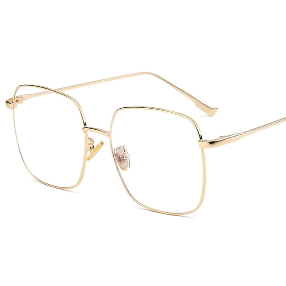 GJX Blue Light Blocking Glasses Women Anti Glare Uv Filter Computer Gaming Glasses Retro Metal Square Eyeglasses Frame