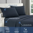thumbnail image 2 of Lanco Premium 4 Piece Sheet Set, Bed Size: Queen, Bamboo Cooling, Solid Color, Navy, 2 of 5