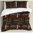 thumbnail image 1 of Coffee King Size Duvet Cover Set, Colorful Typography Collection Vertical Horizontal Words Caffeine Aroma Espresso, Decorative 3 Piece Bedding Set with 2 Pillow Shams, Multicolor, by Ambesonne, 1 of 3