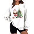 thumbnail image 2 of Uootdi Gift Christmas Santa Christmas Blowing Bubble Printted Graphic Sweatshirt for Women Crewneck Long Sleeve Pullover Casual Loose Fit Holiday Top for Winter, 2 of 5